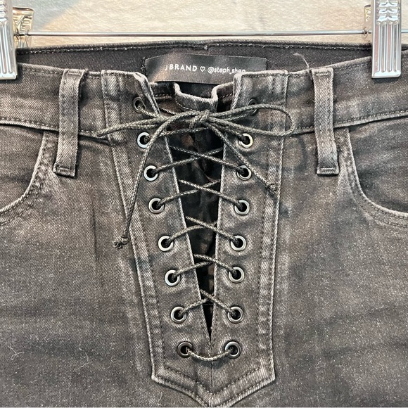 J Brand x Steph_Shep 25” Black Vendetta High Rise Lace Up Skinny Jeans - Picture 9 of 12